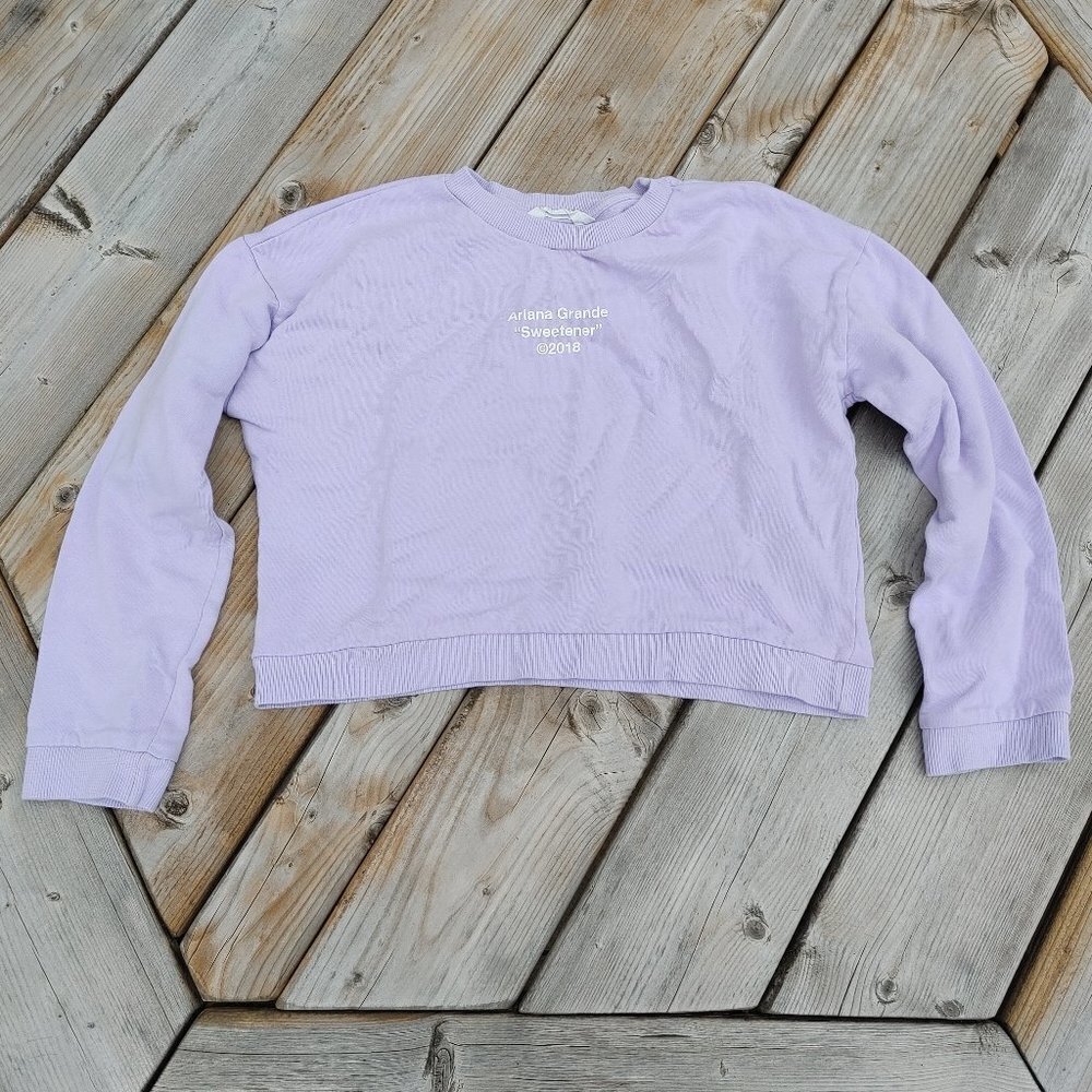 H&M x Ariana Grande Sweetner Lilac Sweatshirt Track list crop Small